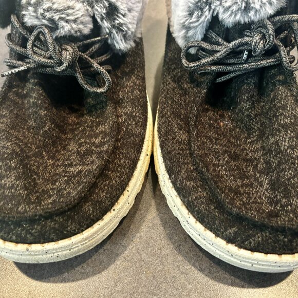 ~~Hey Dude Britt Navy Blue Gray Faux Fur Womens US10 Casual Cozy #121774900 - Picture 5 of 7